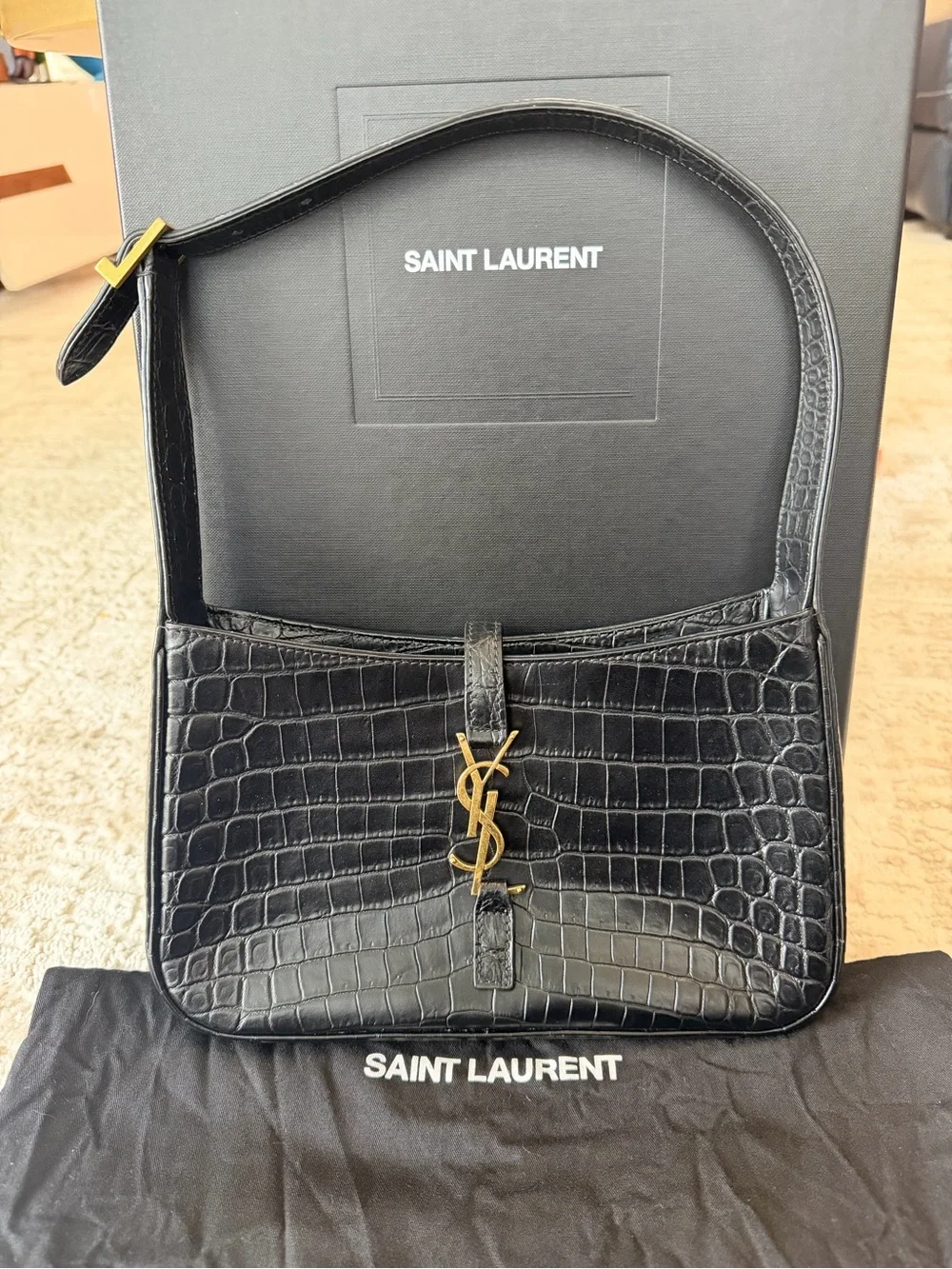 Saint Laurent 5A7 crocodile-effect shoulder bag